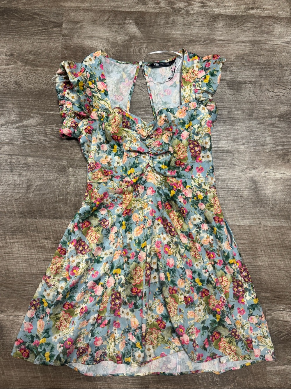 Zara Vintage Floral Pattern Mini Dress Size Medium